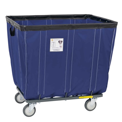 R&B Wire 12 Bushel Fully Sewn Vinyl Basket Truck, All Swivel Casters, Navy